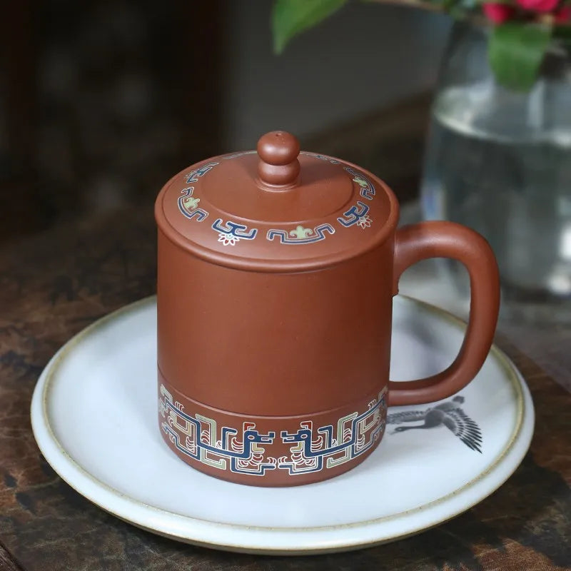 Zanghutianxia Large Capacity Yixing Zisha Cup Handmade Men's Tea Cup Personal Dedicated Office Teaware Chinese Style with Cover