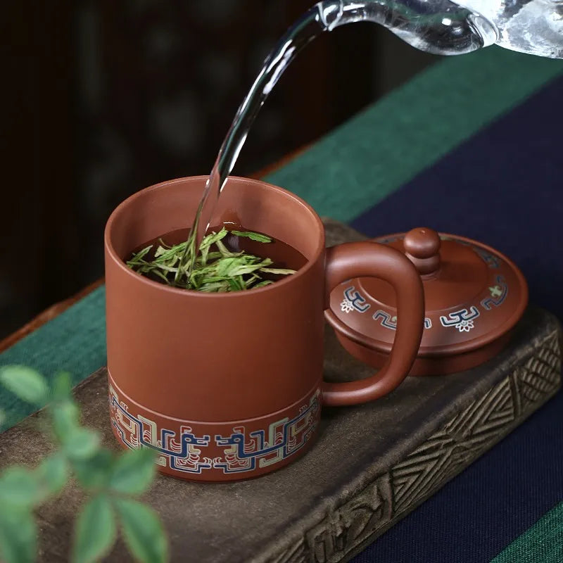 Zanghutianxia Large Capacity Yixing Zisha Cup Handmade Men's Tea Cup Personal Dedicated Office Teaware Chinese Style with Cover