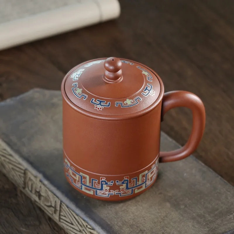 Zanghutianxia Large Capacity Yixing Zisha Cup Handmade Men's Tea Cup Personal Dedicated Office Teaware Chinese Style with Cover