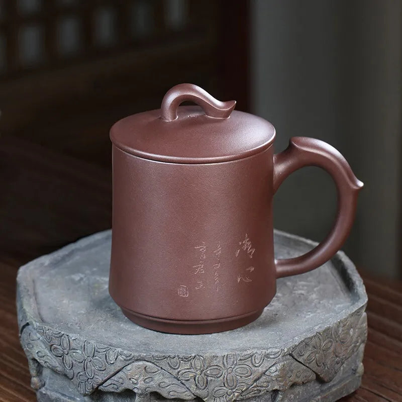 Zanghutianxia Large Capacity Yixing Zisha Cup Handmade Men's Tea Cup Personal Tea Set with Lid Fly Office Cup Clear Heart to Exp