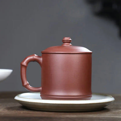 Zanghutianxia Large Capacity Yixing Zisha Cup Handmade Men's Tea Cup with Lid Personal Dedicated Office Teaware Bamboo Cup with