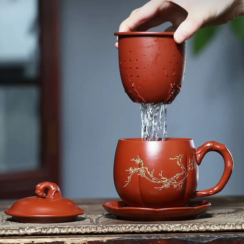 Zanghutianxia Large Capacity Yixing Zisha Cup with Strainer Tea Cup Tea Water Separation Tea Set High-End Men's Office Cup Xiang