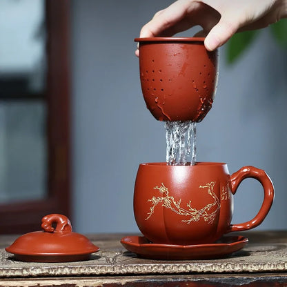 Zanghutianxia Large Capacity Yixing Zisha Cup with Strainer Tea Cup Tea Water Separation Tea Set High-End Men's Office Cup Xiang