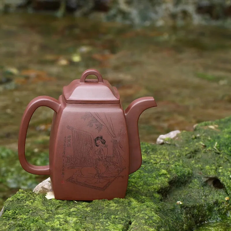 Zanghutianxia Large Capacity Yixing Zisha Teapot Handmade High-Grade Zisha Tea Set Raw Ore Purple Clay Handmade Teapot Han Squar