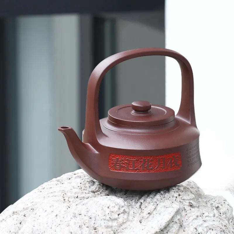 Zanghutianxia Large Capacity Yixing Zisha Teapot Handmade Zisha Tea Set Crude Ore Old Purple Clay Handmade Teapot Wall Lifting L