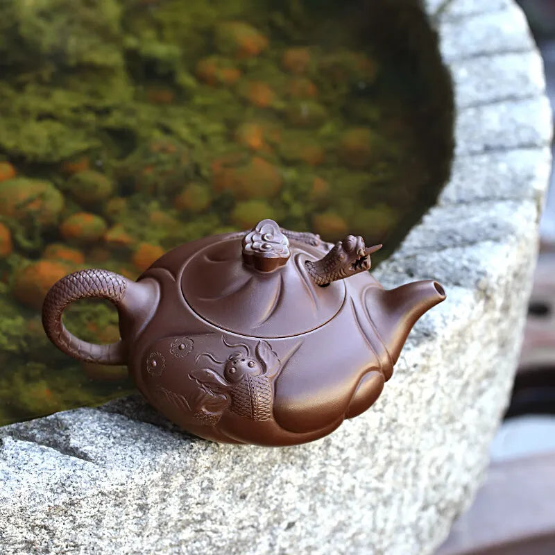 Zanghutianxia Large Capacity Yixing Zisha Teapot Handmade Zisha Tea Set Flower Ware Raw Ore High Temperature Old Yixing Clay Tea