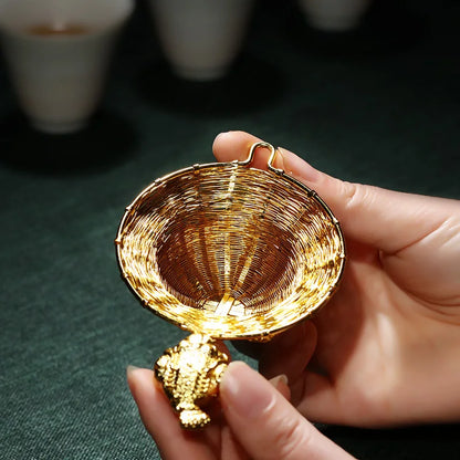 Zanghutianxia Pure Copper Tea Leak Traditional Hand-Woven Brass Tea Stainer Filter Tea Separator Funnel Kung Fu Tea Utensils