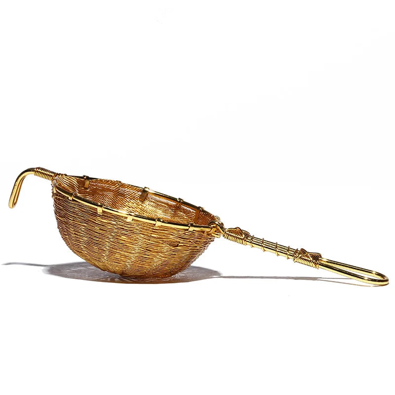 Zanghutianxia Pure Copper Tea Leak Traditional Hand-Woven Brass Tea Stainer Filter Tea Separator Funnel Kung Fu Tea Utensils