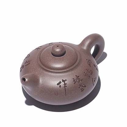 Zanghutianxia Pure Handmade Lettering Yixing Purple Clay Pot Small Capacity Green Plaster Kombucha Pot Sets Dahong Lotus Seed Da