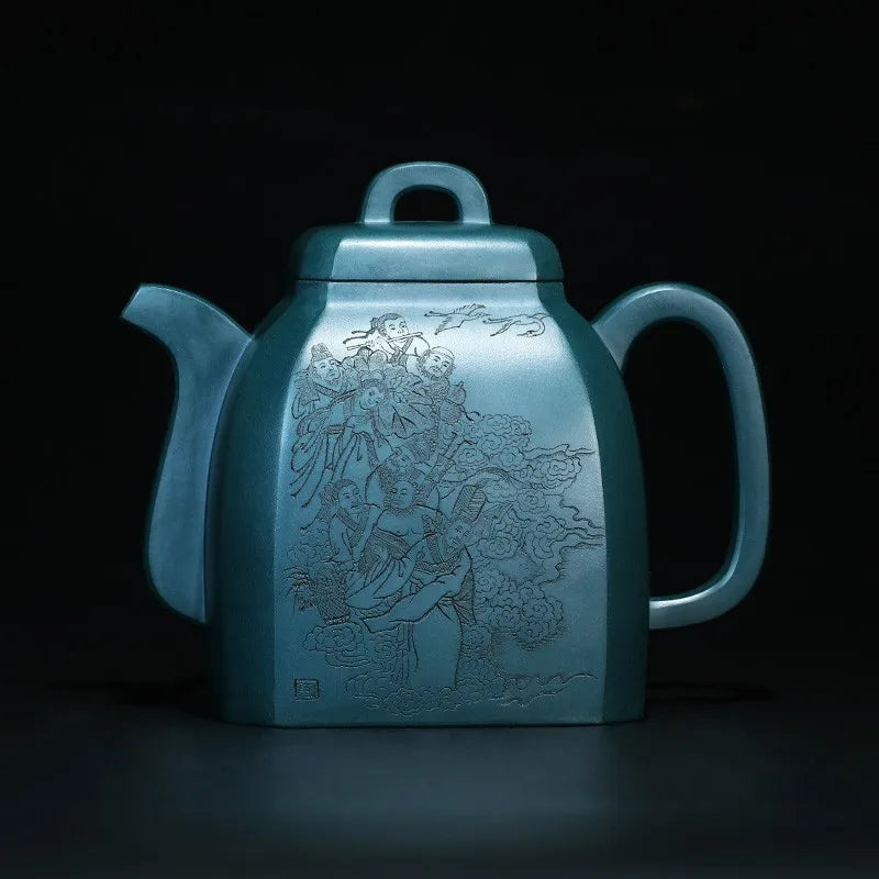 Zanghutianxia Purple Clay Teapot Handmade Large Capacity Collection Heavy Device Carved High-End Tea Set Raw Ore Republic of Chi