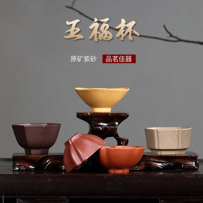Zanghutianxia Purple Sand Kung Fu Tea Cup Master Cup Single Cup Flower Cup Tea Bowl Single Tea Cup Tea Cup Five Blessing Cup