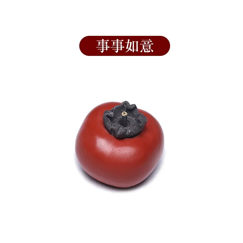 Zanghutianxia Purple Sand Persimmon Fine Tea Pet Supportable Emulational Fruit Small Tea Set Decoration Tea Table Decoration Luc