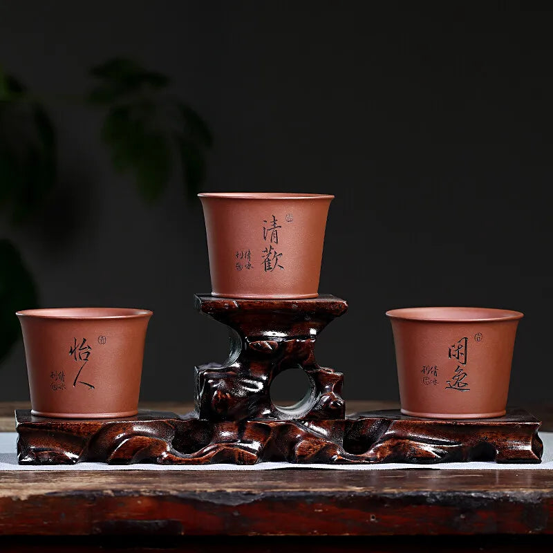 Zanghutianxia Purple Sand Tea Tasting Cup High-End Kung Fu Tea Cup Personal Dedicated Tea Cup Tea Bowl Raw Ore Purple Clay Carve