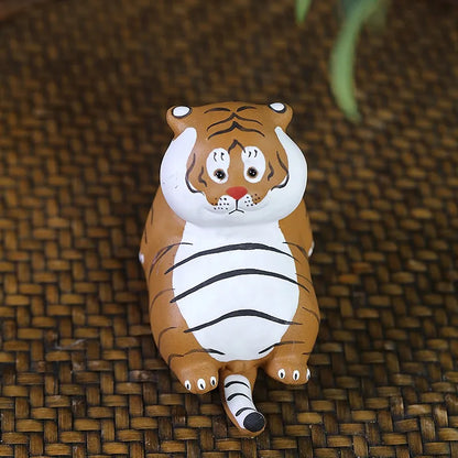 Zanghutianxia Purplue Sand Tea Pet Cute Tiger Lucky Little Tiger Decoration Boutique Supportable Handmade Cute Zodiac Tea Play T