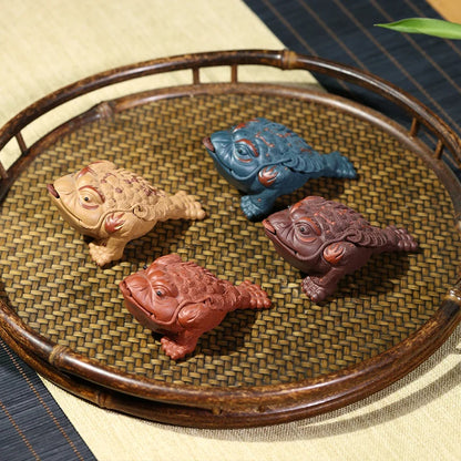 Zanghutianxia Purplue Sand Tea Pet Decoration Mini Small Golden Toad Supportable Tea Table Accessories 7BEST Golden Toad Four Co