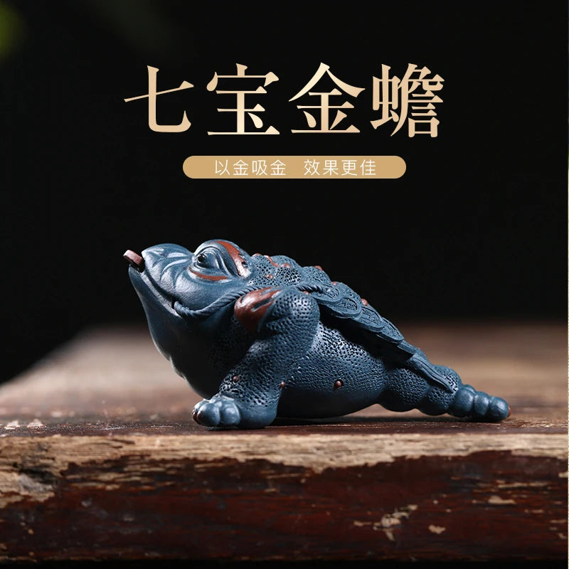 Zanghutianxia Purplue Sand Tea Pet Decoration Mini Small Golden Toad Supportable Tea Table Accessories 7BEST Golden Toad Four Co