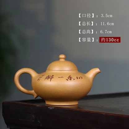 Zanghutianxia Small Capacity Small Yixing Teapot Handmade Teapot Household Kung Fu Tea Set Teapot Gold Segment Mud Huaying Huayi