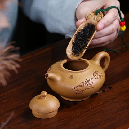 Zanghutianxia Small Capacity Small Yixing Teapot Handmade Teapot Household Kung Fu Tea Set Teapot Gold Segment Mud Huaying Huayi