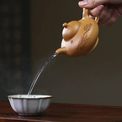 Zanghutianxia Small Capacity Small Yixing Teapot Handmade Teapot Household Kung Fu Tea Set Teapot Gold Segment Mud Huaying Huayi