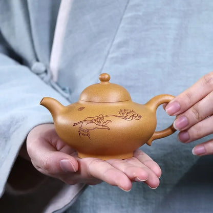 Zanghutianxia Small Capacity Small Yixing Teapot Handmade Teapot Household Kung Fu Tea Set Teapot Gold Segment Mud Huaying Huayi