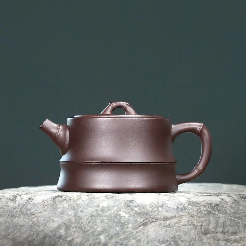 Zanghutianxia Small Capacity Yixing Zisha Teapot Handmade Tea Set Raw Ore Purple Clay Teapot "Walking Green Cloud" Bamboo Pot Wa