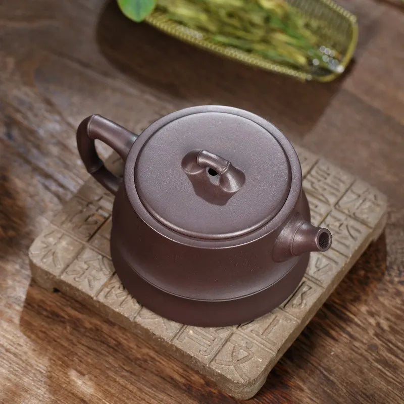 Zanghutianxia Small Capacity Yixing Zisha Teapot Handmade Tea Set Raw Ore Purple Clay Teapot "Walking Green Cloud" Bamboo Pot Wa