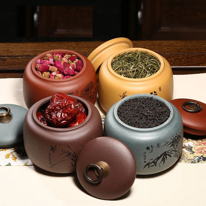 Zanghutianxia Tea Cans Tea Caddy Purple Sand Tea Caddy Large Pu'er Tea Caddy Tea Caddy Porcelain Tea Boxed Tea Cans