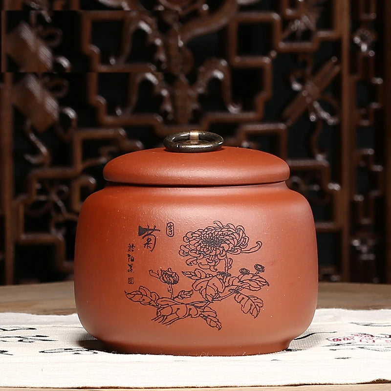 Zanghutianxia Tea Cans Tea Caddy Purple Sand Tea Caddy Large Pu'er Tea Caddy Tea Caddy Porcelain Tea Boxed Tea Cans