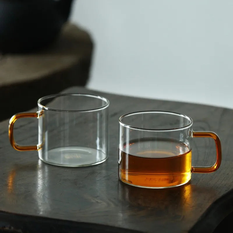 Zanghutianxia Thick Heat-Resistant Transparent Glass Tea Tasting Cup Small Teacup with Handle Cup Ear Cup Kung Fu Tea Set Master