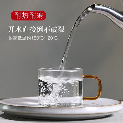 Zanghutianxia Thick Heat-Resistant Transparent Glass Tea Tasting Cup Small Teacup with Handle Cup Ear Cup Kung Fu Tea Set Master