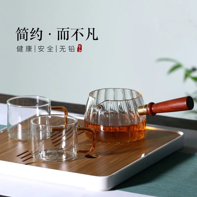 Zanghutianxia Thick Heat-Resistant Transparent Glass Tea Tasting Cup Small Teacup with Handle Cup Ear Cup Kung Fu Tea Set Master