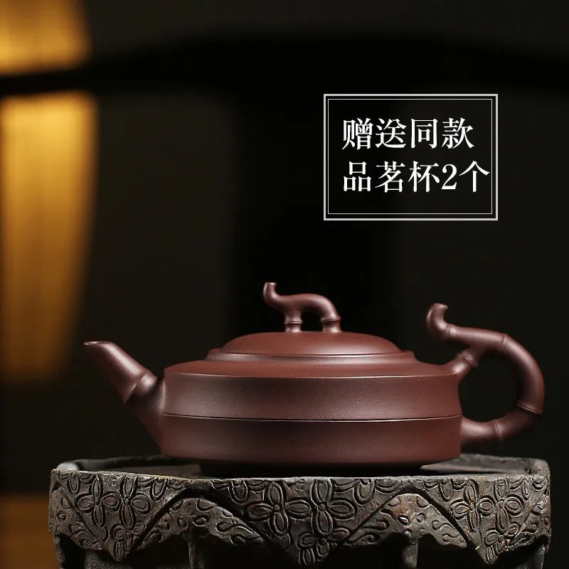 Zanghutianxia Yixing Authentic Purple Clay Pot Handmade Bamboo Pot Handmade Famous Kombucha Pot Sets Set Step by Step