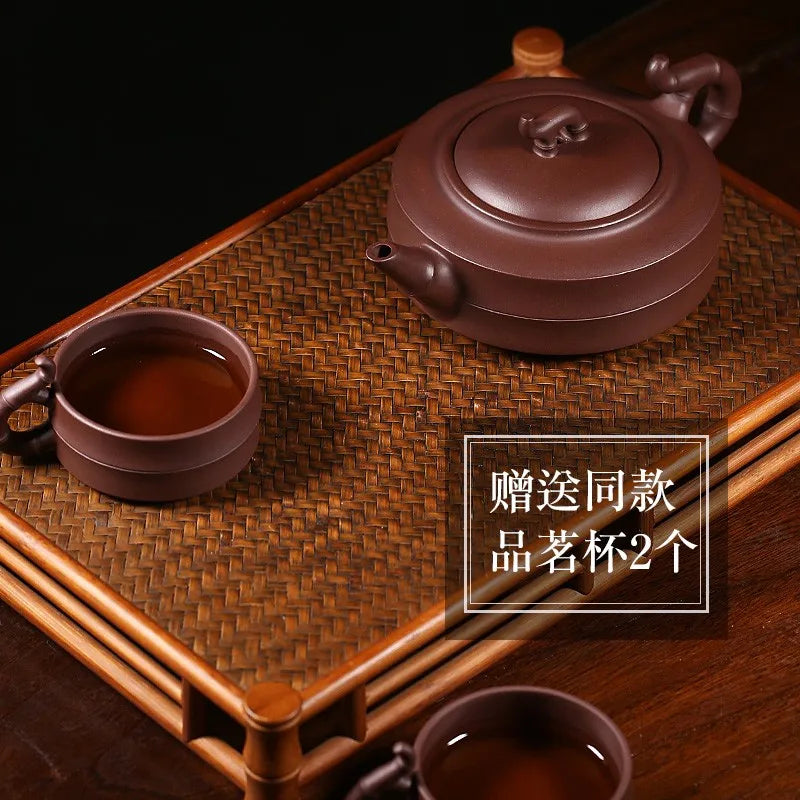 Zanghutianxia Yixing Authentic Purple Clay Pot Handmade Bamboo Pot Handmade Famous Kombucha Pot Sets Set Step by Step