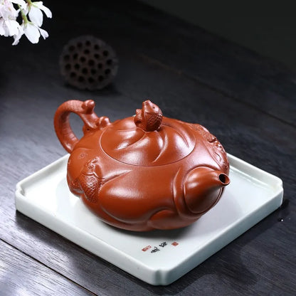 Zanghutianxia Yixing Boutique Teapot Pure Handmade Carved Teapot Raw Ore High-Grade Chinese Tea Set Fish Dragon Pot