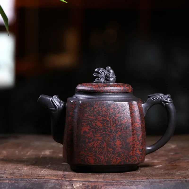 Zanghutianxia Yixing Famous Purple Clay Pot Handmade Large Capacity Teapot Old Yixing Clay Twisted Clay Craft Square Pot Gun and