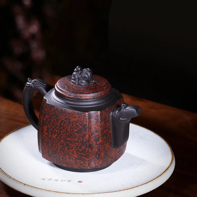 Zanghutianxia Yixing Famous Purple Clay Pot Handmade Large Capacity Teapot Old Yixing Clay Twisted Clay Craft Square Pot Gun and