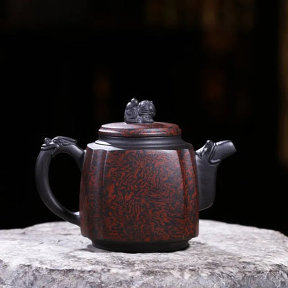 Zanghutianxia Yixing Famous Purple Clay Pot Handmade Large Capacity Teapot Old Yixing Clay Twisted Clay Craft Square Pot Gun and