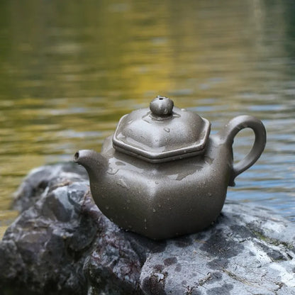 Zanghutianxia Yixing Famous Teapot Handmade Teapot Single Teapot Tea Set Raw Ore Crabshell Green Handmade Hexagonal Lotus Seed H