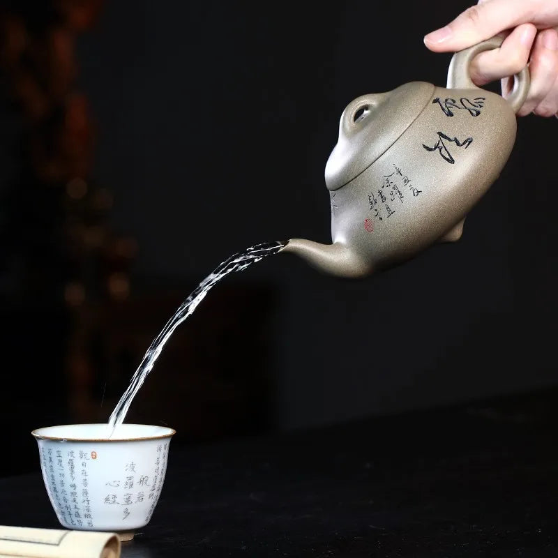 Zanghutianxia Yixing Famous Zisha Teapot Handmade Master Teapot Raw Ore Green Segment Mud Handmade Zisha Tea Set Short Stone Lad