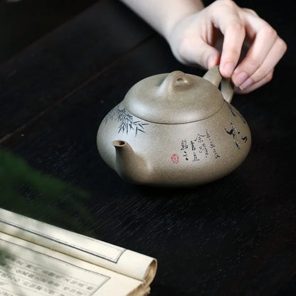 Zanghutianxia Yixing Famous Zisha Teapot Handmade Master Teapot Raw Ore Green Segment Mud Handmade Zisha Tea Set Short Stone Lad