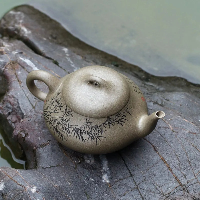 Zanghutianxia Yixing Famous Zisha Teapot Handmade Master Teapot Raw Ore Green Segment Mud Handmade Zisha Tea Set Short Stone Lad