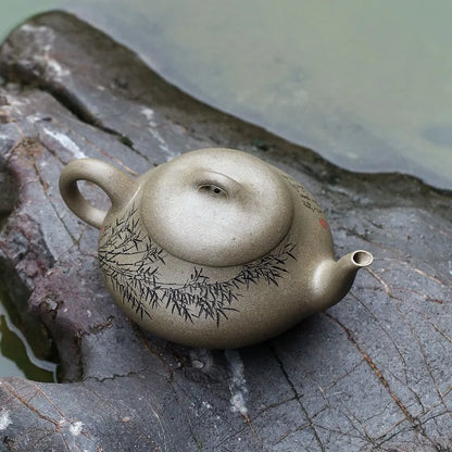 Zanghutianxia Yixing Famous Zisha Teapot Handmade Master Teapot Raw Ore Green Segment Mud Handmade Zisha Tea Set Short Stone Lad
