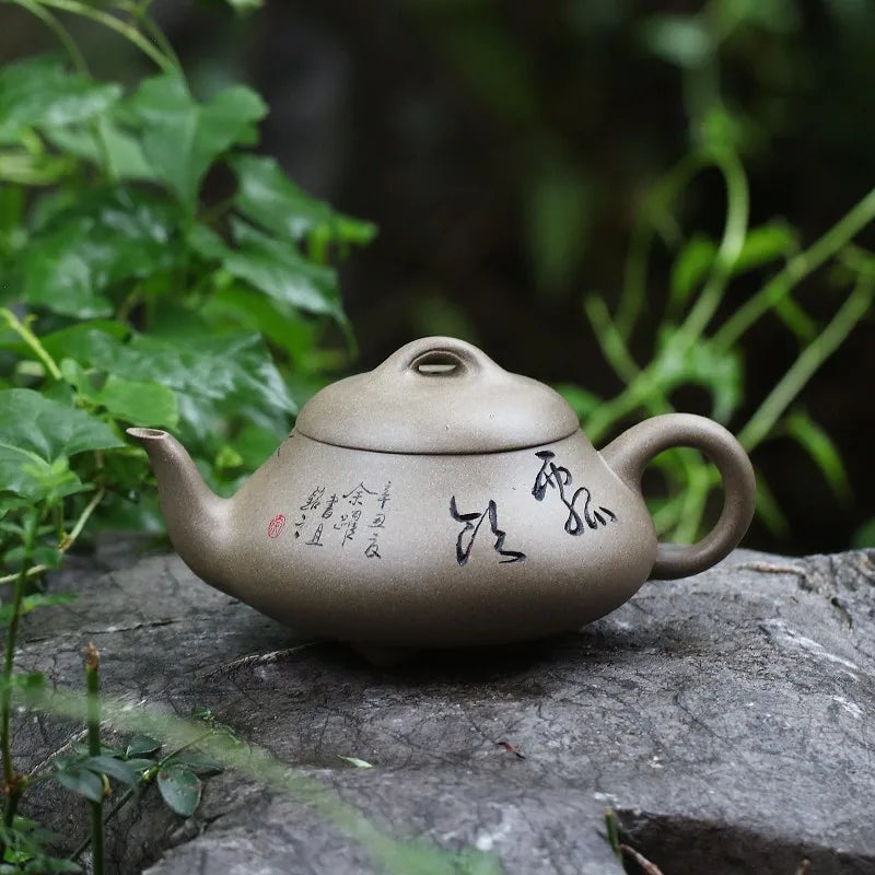 Zanghutianxia Yixing Famous Zisha Teapot Handmade Master Teapot Raw Ore Green Segment Mud Handmade Zisha Tea Set Short Stone Lad