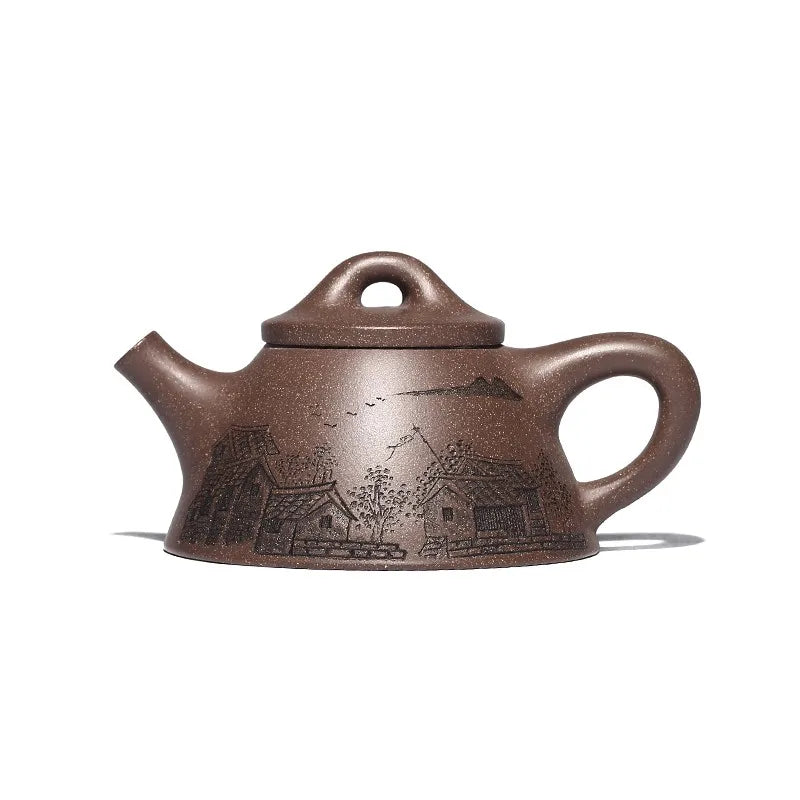 Zanghutianxia Yixing Original Yixing Clay Teapot Handmade Double-Sided Carving Overlord Shipiao Teapot Household Teapot Jiangnan