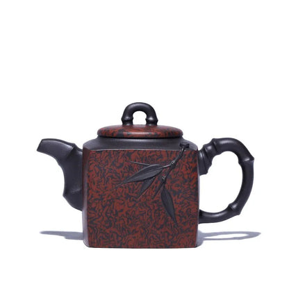 Zanghutianxia Yixing Pure Handmade Purple Clay Pot Famous Authentic Raw Ore Purple Clay Teapot Twisted Clay Craft Square Fairy B