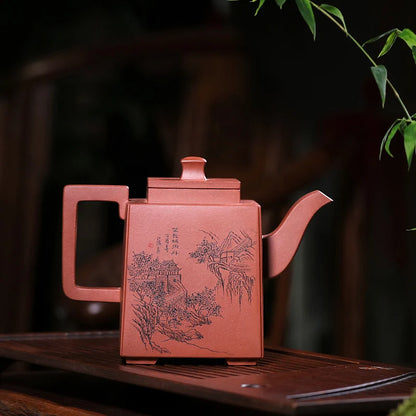 Zanghutianxia Yixing Purple Clay Pot Guogao Yuyue Pure Handmade Seal Cutting Large Capacity Teapot Datang Square