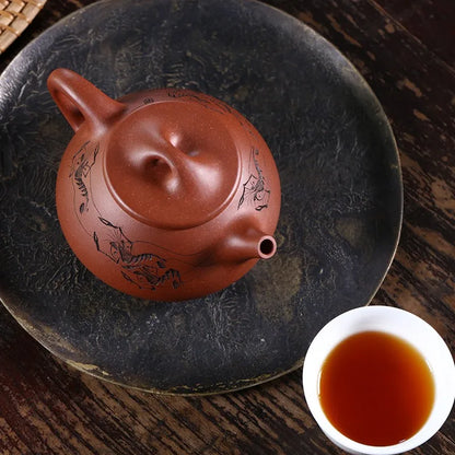 Zanghutianxia Yixing Purple Clay Pot Hand-Carved Small Capacity Teapot Bottom Trough Clear Shrimp Fun Jingzhou Stone Gourd Ladle