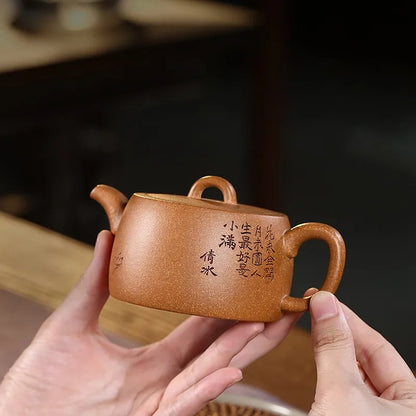 Zanghutianxia Yixing Purple Clay Pot Hand-Carved Small Capacity Teapot Raw Ore Colorful Section Sand Household Kung Fu Tea Set W