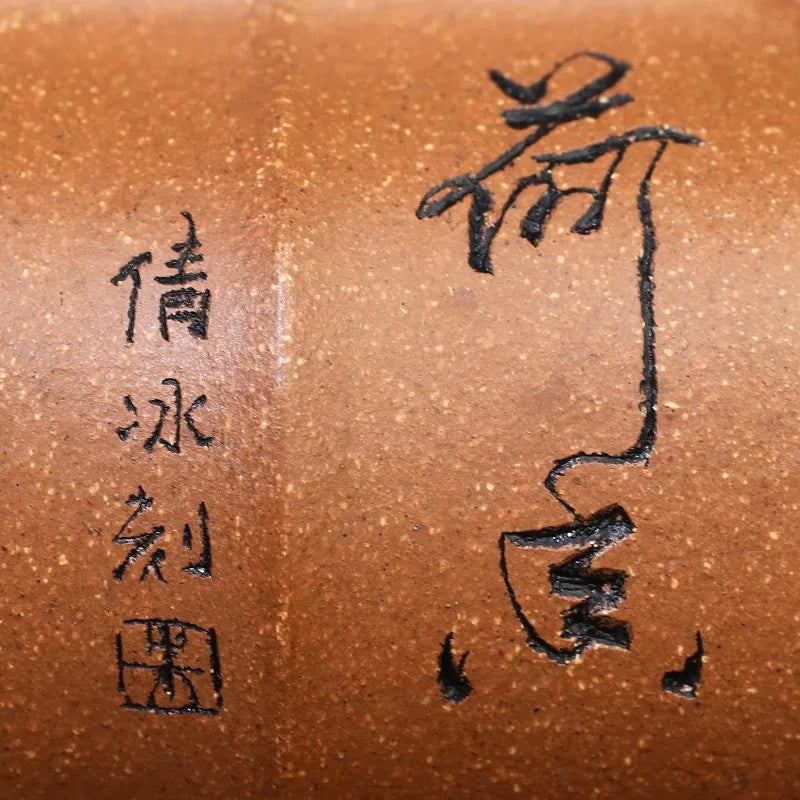 Zanghutianxia Yixing Purple Clay Pot Hand-Carved Teapot Raw Ore Cold Gold Yellow Mud Purple Sand Tea Set Angle Rib Pattern Stove