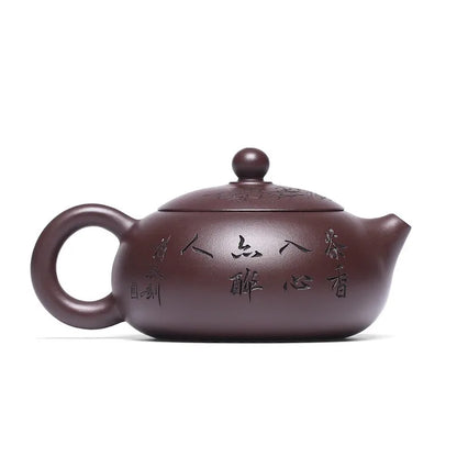 Zanghutianxia Yixing Purple Clay Pot Handmade Carved Plum Blossom Kung Fu Teaware Single Pot Raw Ore Purple Clay Household Teapo